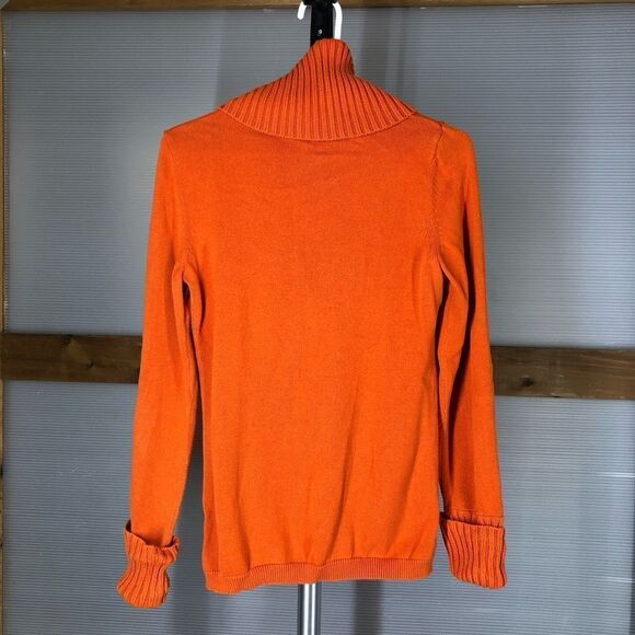 BANANA REPUBLIC Orange Turtleneck Gold‎ Buttons Sz M - Picture 2 of 6